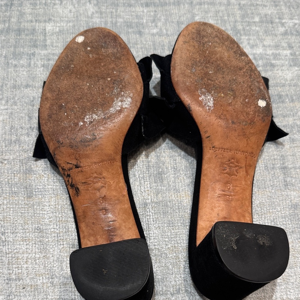 Black Ruffle Slide Sandals - Picture 3 of 4